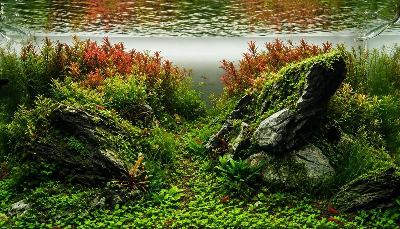 Aquascape yang telah selesai dikerjakan